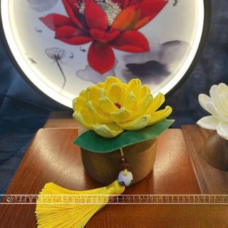 Bình Mộc Liên Hoa Trang Trí Taplo Xe Ô Tô Tinh Cao Cấp - Phụ Kiện Trang Trí Xe Hơi-Decor Trang Trí Tượng Phật Nội Thất