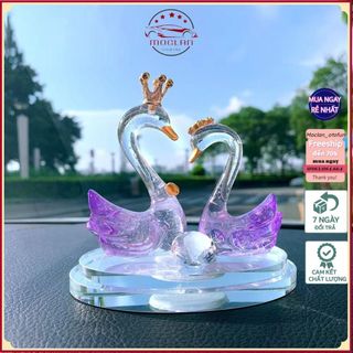 Đôi thiên nga đá pha lê-trang trí Taplo-bàn làm việc-góc học tập