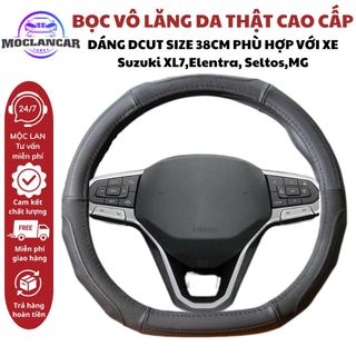 Bọc Vô Lăng Da Thật Dáng D cut Size 38cm Dành Cho Xe Elantra , Kia Seltos, Sonet, Caren, MG, XL7