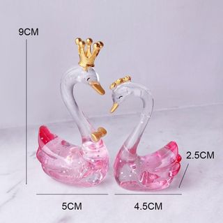 Đôi thiên nga đá pha lê-trang trí Taplo-bàn làm việc-góc học tập