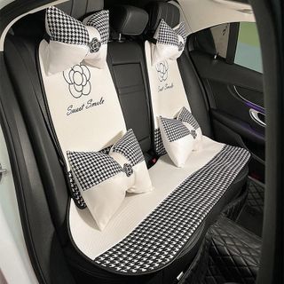 Bộ Gối Tựa Ô Tô CAMILLIA Da Cao Cấp Thiết Kế Hoa Trà Họa Tiết Hạc Giấy Trang Trí Xe Hơi Sang Trọng