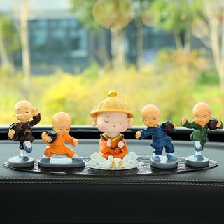 Set Decor 5 Món Chú Tiểu Hòa Thượng Cưỡi Mây Trang Trí Taplo Ô Tô - Ở Đâu Có Phật Ở Đó Có Bình An