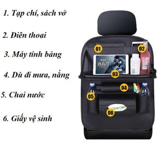 (Loại có bàn ăn) Túi treo đồ ghế sau ô tô, túi treo đồ đa năng trên ghế ô tô