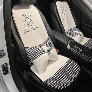 Bộ Gối Tựa Ô Tô CAMILLIA Da Cao Cấp Thiết Kế Hoa Trà Họa Tiết Hạc Giấy Trang Trí Xe Hơi Sang Trọng