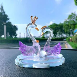 Đôi thiên nga đá pha lê-trang trí Taplo-bàn làm việc-góc học tập