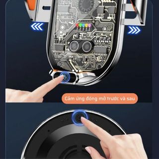 Giá đỡ Điện Thoại cho Ô Tô C13 trong suốt sạc không dây & sạc nam châm cảm ứng đóng mở tự động có đèn LED khaihuyauto