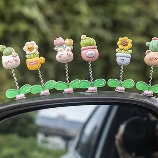 Set 7 Chậu Hoa Mini Lò Xo Lắc Lư Trang Trí Taplo Ô Tô Trang Trí Xe Thêm Sinh Động Dễ Thương
