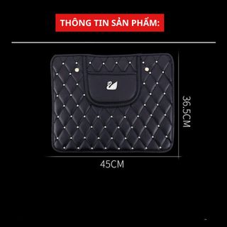 Tấm Chắn Sau Ghế Ô Tô Đính Đá Hình Vương Miện Và Thiên Nga Chất Liệu Da PU Dễ Dàng Vệ Sinh
