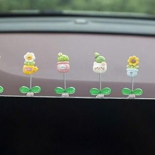 Set 7 Chậu Hoa Mini Lò Xo Lắc Lư Trang Trí Taplo Ô Tô Trang Trí Xe Thêm Sinh Động Dễ Thương