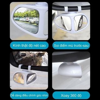 Bộ 2 Gương Chiếu Điểm Mù Ô Tô Quan Sát Trước Sau Chống Nước Góc Rộng An Toàn Khi Sử Dụng Lắp Đặt Dễ Dàng