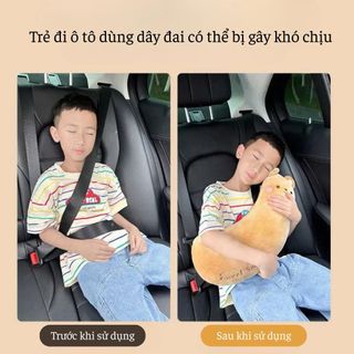 Gối Tựa Đầu Gắn Dây An Toàn-Đệm Đai An Toàn Trên Xe Ô Tô Chống Xước Vai Cho Bé Kiểu Dáng Dễ Thương