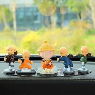 Set Decor 5 Món Chú Tiểu Hòa Thượng Cưỡi Mây Trang Trí Taplo Ô Tô - Ở Đâu Có Phật Ở Đó Có Bình An