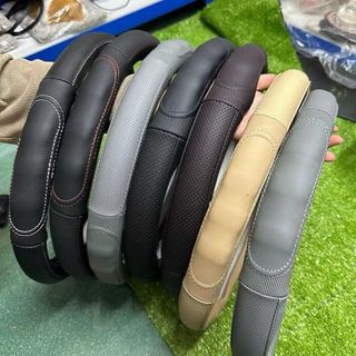 Bọc Vô Lăng Da Thật Dáng D cut Size 38cm Dành Cho Xe Elantra , Kia Seltos, Sonet, Caren, MG, XL7