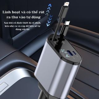 Tẩu sạc nhanh Ô Tô 120W 4 Trong 1 Có Bóng Đèn Led Sao Chiếu Sáng, Tẩu Sạc USB+C Sạc Điện Thoại, Digital camera