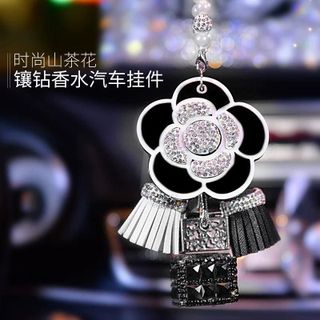 Khánh Treo Gương Hoa Trà Đính Đá Trang Trí Xe Hơi Sang Trọng khaihuyauto