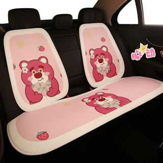 Bộ Lót Ghế Tản Nhiệt Hoạt Hình , Gấu Dâu Lotso Dễ Thương , Đệm Ghế Ô Tô, Đệm Lót Ghế Chống Trợt, Thoáng Khí