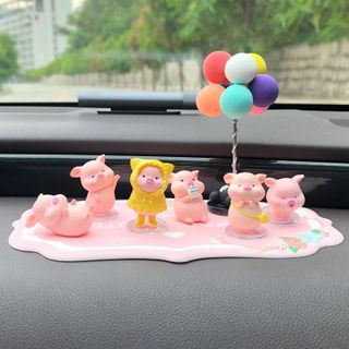 Trang trí Taplo-6 chó heo hồng mini dễ thương mỗi con 1 tư thế khách nhau