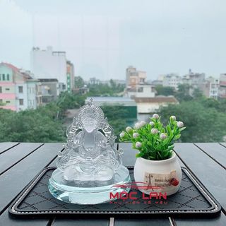 [Sét Tĩnh Lặng] Tượng Phật Như Lai Cầm Ngọc Lưu Ly Pha Lê Cao Cấp Trang Trí Taplo Ô Tô - Bình An May Mắn
