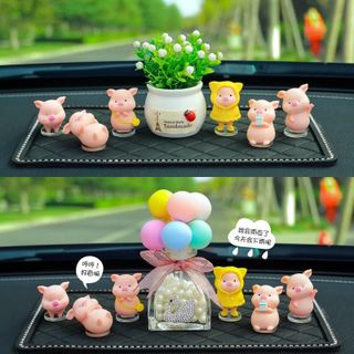 Trang trí Taplo-6 chó heo hồng mini dễ thương mỗi con 1 tư thế khách nhau