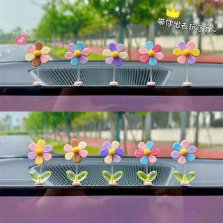 Set 5 Bông Hoa 6 Cánh Mini Lò Xo Lắc Lư Trang Trí Taplo Ô Tô Trang Trí Xe Thêm Sinh Động Dễ Thương
