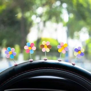 Set 5 Bông Hoa 6 Cánh Mini Lò Xo Lắc Lư Trang Trí Taplo Ô Tô Trang Trí Xe Thêm Sinh Động Dễ Thương