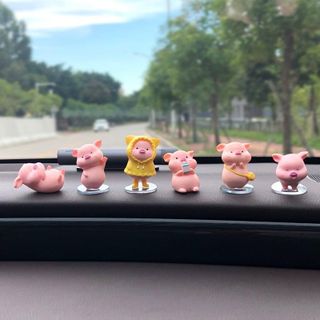 Trang trí Taplo-6 chó heo hồng mini dễ thương mỗi con 1 tư thế khách nhau