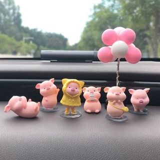 Trang trí Taplo-6 chó heo hồng mini dễ thương mỗi con 1 tư thế khách nhau