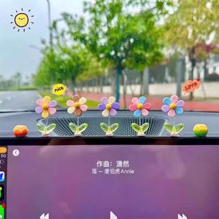 Set 5 Bông Hoa 6 Cánh Mini Lò Xo Lắc Lư Trang Trí Taplo Ô Tô Trang Trí Xe Thêm Sinh Động Dễ Thương