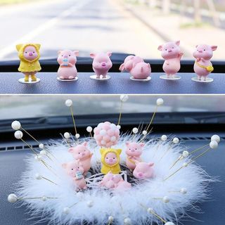 Trang trí Taplo-6 chó heo hồng mini dễ thương mỗi con 1 tư thế khách nhau