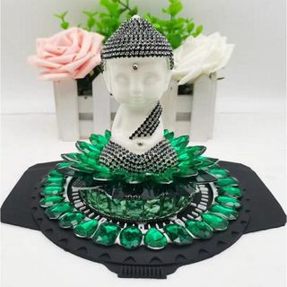 Tượng Phật Đài Sen , Thích Ca Đính Đá Phong Thủy Cầu Bình An + Thảm Đá Đồng Hồ(Tặng Vòng Hạt + Lọ Nước Hoa)khaih
