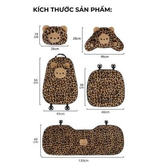 Bộ Gối Tựa Đầu Tựa Lưng Ô Tô Lông Mềm – Da Beo Sang Trọng Khaihuyauto