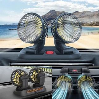 Quạt Đôi Ô Tô Xoay 360 Độ Siêu Mát Gắn Trên Ô Tô Quạt 12v, 24v Để Taplo Ô Tô- Nhà Cửa- Bàn Làm Việc