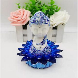 Tượng Phật Đài Sen , Thích Ca Đính Đá Phong Thủy Cầu Bình An + Thảm Đá Đồng Hồ(Tặng Vòng Hạt + Lọ Nước Hoa)khaih