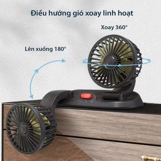 Quạt Đôi Ô Tô Xoay 360 Độ Siêu Mát Gắn Trên Ô Tô Quạt 12v, 24v Để Taplo Ô Tô- Nhà Cửa- Bàn Làm Việc