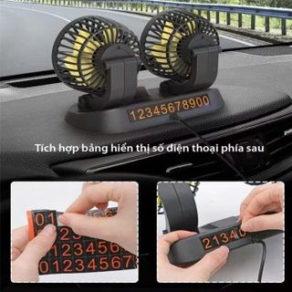 Quạt Đôi Ô Tô Xoay 360 Độ Siêu Mát Gắn Trên Ô Tô Quạt 12v, 24v Để Taplo Ô Tô- Nhà Cửa- Bàn Làm Việc