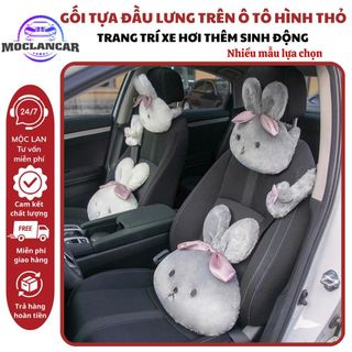 Bộ Gối Tựa Đầu Tựa Lưng Trên Ô Tô Hình Thỏ Bông Tai Dài Dễ Thương-Sử Dụng Trên Ô TÔ Ghế Văn Phòng
