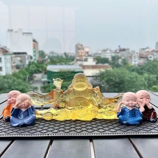 [SÉT AN LẠC] Tượng Phật Di Lặc Lưu Ly Pha Lê Cao Cấp Trang Trí Taplo Ô Tô Nhà Cửa Mang Lại Bình An May Mắn