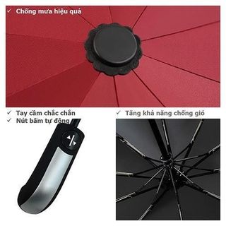 Ô Dù Che Nắng Che Mưa Sử Dụng Ngoài Trời Gấp Gọn Tự Động 2 Chiều 24 Nan Kép Cao Cấp