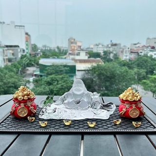 [SÉT AN LẠC] Tượng Phật Di Lặc Lưu Ly Pha Lê Cao Cấp Trang Trí Taplo Ô Tô Nhà Cửa Mang Lại Bình An May Mắn