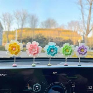 Set 5 Bông Hoa Mini Lò Xo Lắc Lư Trang Trí Taplo Ô Tô Trang Trí Xe Thêm Sinh Động Dễ Thương