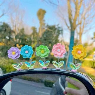 Set 5 Bông Hoa Mini Lò Xo Lắc Lư Trang Trí Taplo Ô Tô Trang Trí Xe Thêm Sinh Động Dễ Thương
