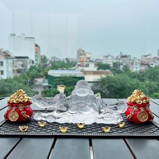[SÉT AN LẠC] Tượng Phật Di Lặc Lưu Ly Pha Lê Cao Cấp Trang Trí Taplo Ô Tô Nhà Cửa Mang Lại Bình An May Mắn