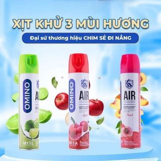 Xịt Thơm Khử Mùi Nội Thất Ô Tô OMINO M11 330ml - Đủ 3 Mùi Hương Táo, Đào, Chanh - Lưu Hương Lâu Khử Khuẩn