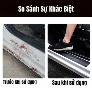 [Bản 10cm] Sét 8 Miếng Bậc Cửa Vân Carbon Chống Trầy Xước Bậc Cho Xe 7 Chỗ Và Bán Tải Nhãn Dán
