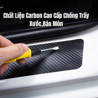[Bản 10cm] Sét 8 Miếng Bậc Cửa Vân Carbon Chống Trầy Xước Bậc Cho Xe 7 Chỗ Và Bán Tải Nhãn Dán