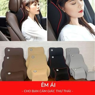 Gối Tựa Đầu Ô Tô Tựa Lưng SPOST Cao Su Non Mềm Mại Thoáng Mát Giảm Mỏi Cổ Lưng Người Sử Dụng