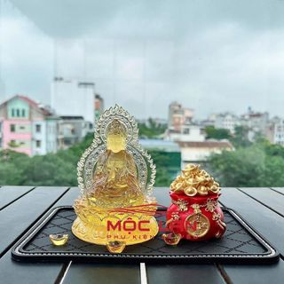 [Sét Yêu Đời] Tượng Phật Bồ Tát Lưu Ly Pha Lê Mix Vòng Tua Đá, Bình Hoa Bi, Hũ Vàng, Tứ Không Mang Lại May Mắn, Bình An