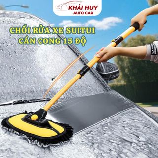(Hàng Mẫu 2) Chổi Lau Rửa Xe Ô Tô Sợi Mềm – Cán Cong Kéo Dài 1.2m Có Thể Rút Gọn, Lau Kính & Thân Xe Không Trầy