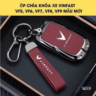 Ốp Chìa Khóa Xe Vinfast VF6-VF7-VF8-VF9 Bọc Chìa Khoá Xe Điện Bằng Da + Hợp Kim Cao Cấp - Móc Khóa