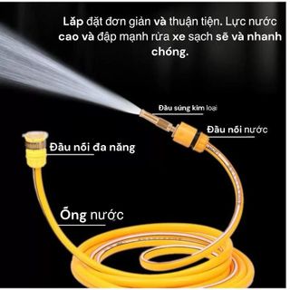 Bộ Phụ Kiện Vòi Xịt Tăng Áp Thích Hợp Để Rửa Xe, Tưới Cây, Dọn Dẹp Nhà Cửa , Vòi Xịt Tăng Áp Dây Vòi 10 Mét